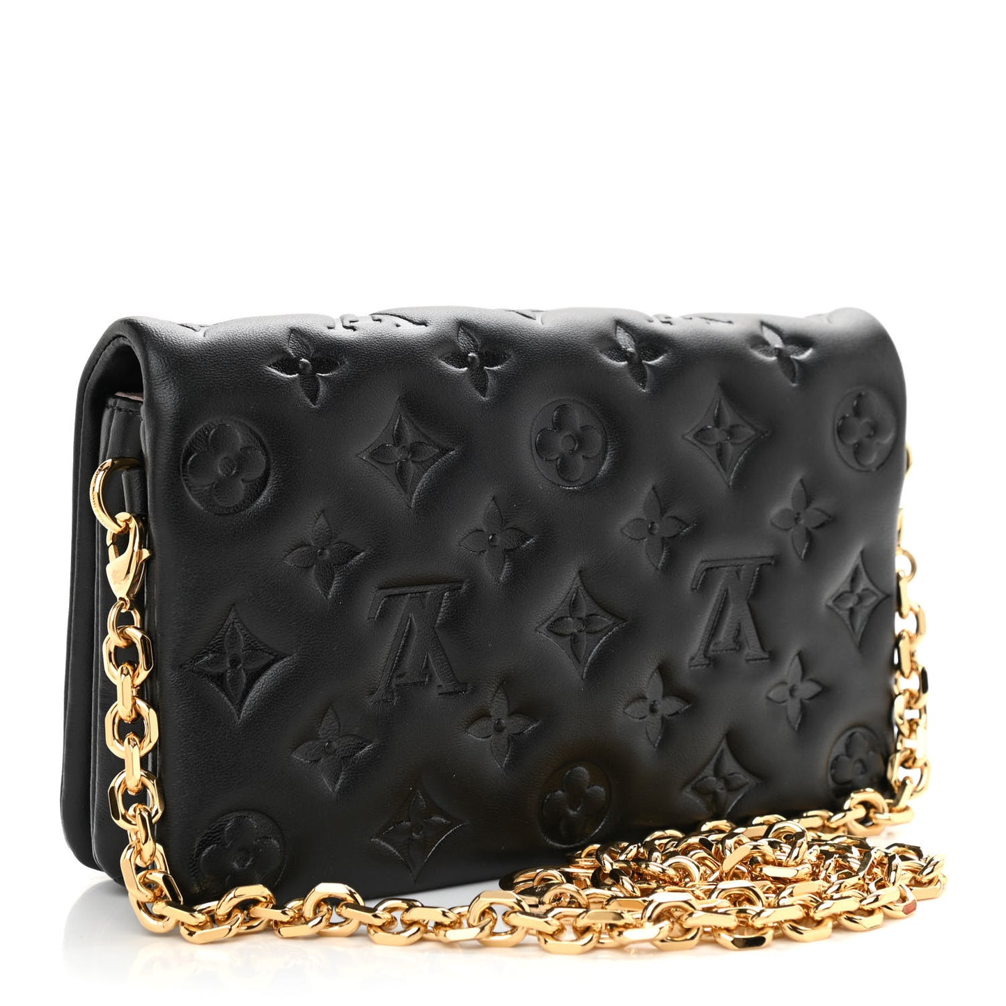 Lambskin Embossed Monogram Pochette Coussin Black