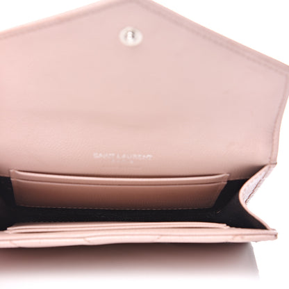 Saint Laurent Grain De Poudre Matelasse Chevron Small Monogram Envelope Wallet Pale Pink 4 of 8