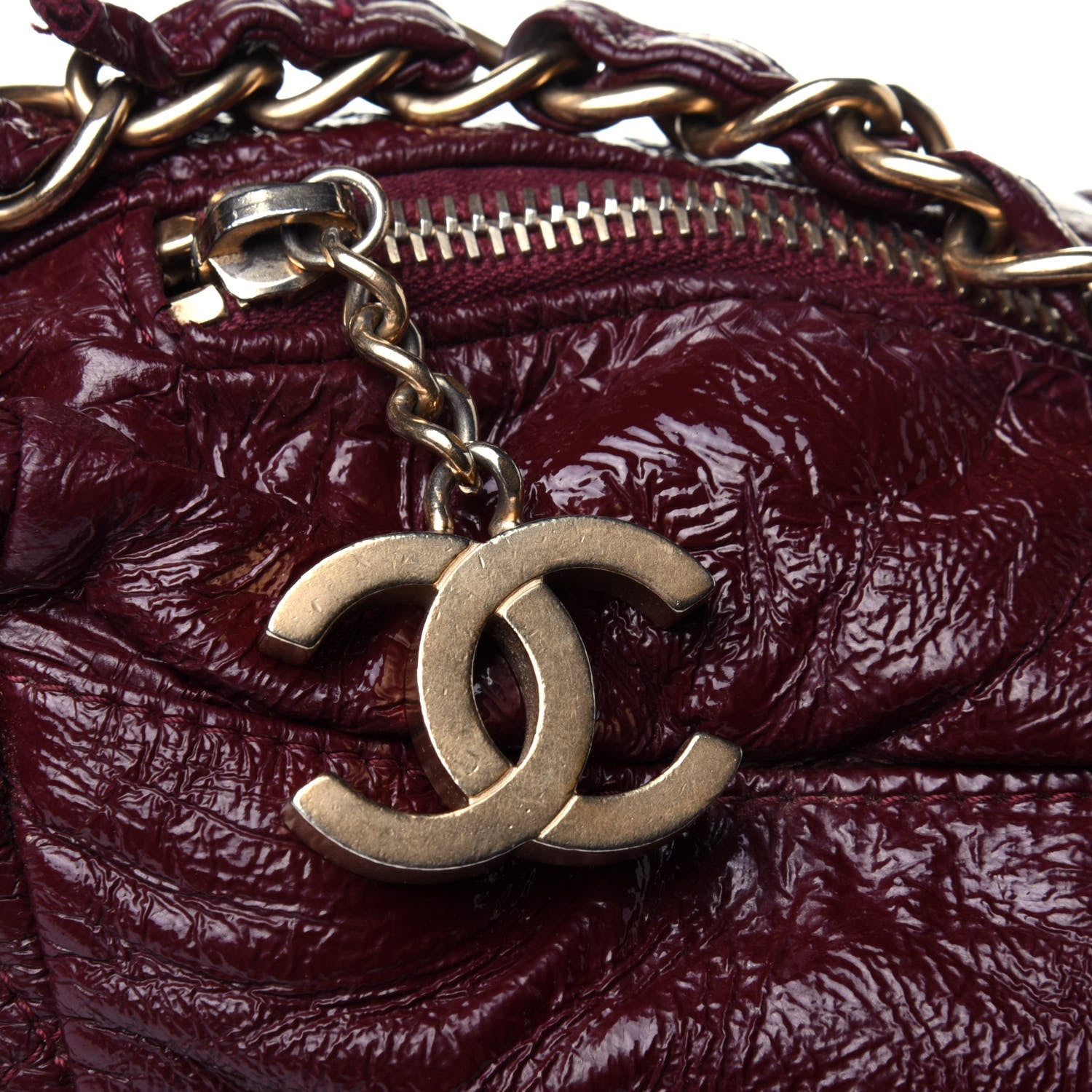 Chanel Vinyl Medium Rock and Chain Bowler Bordeaux 10 of 12