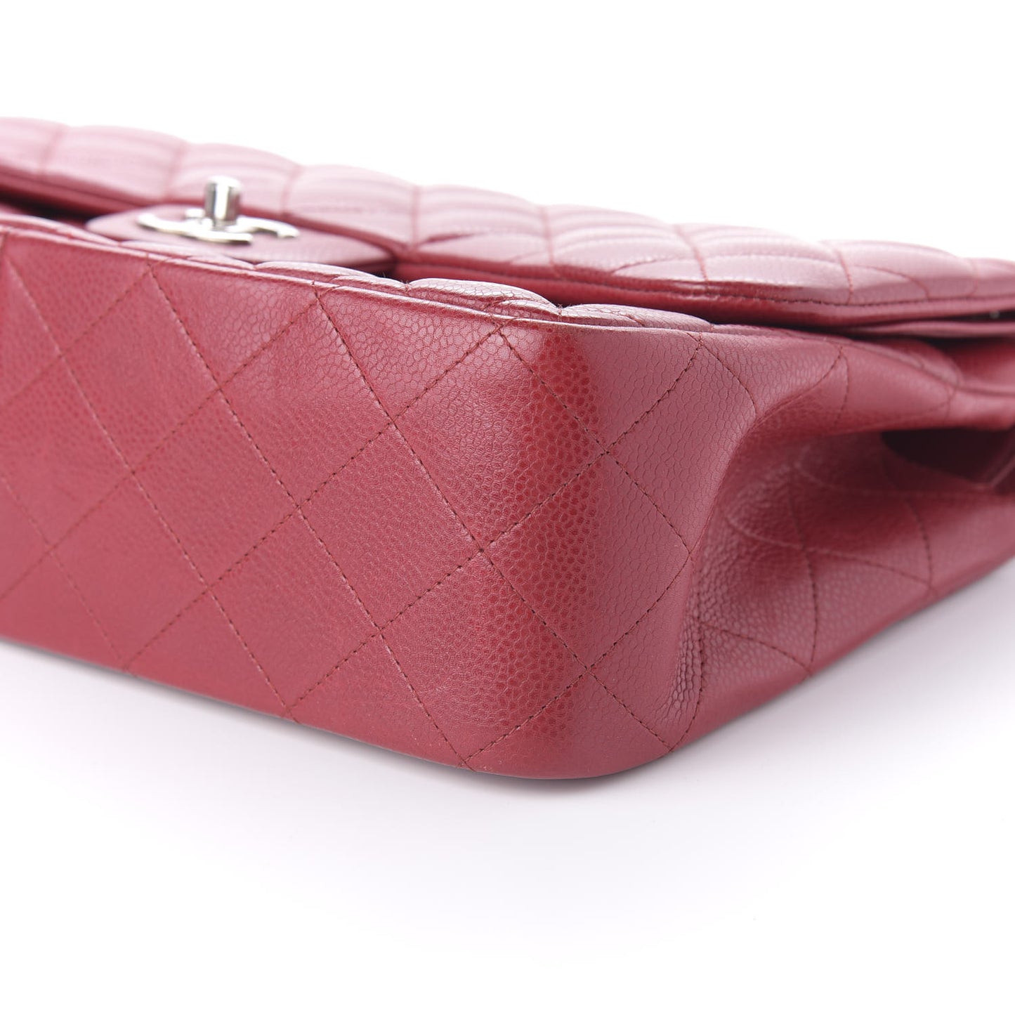 Caviar Quilted Jumbo Double Flap Red