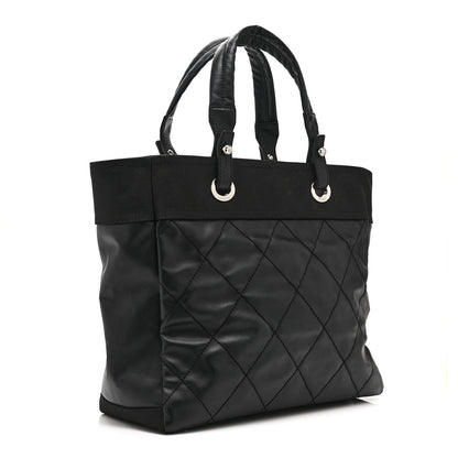 Chanel Coated Canvas Quilted Large Paris Biarritz Tote Black 3 of 10