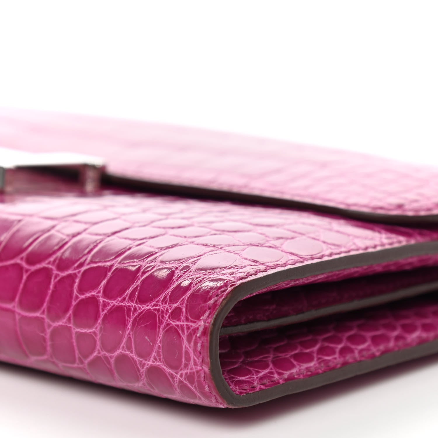 Hermes Shiny Alligator Constance Long Wallet Rose Scheherazade 8 of 14