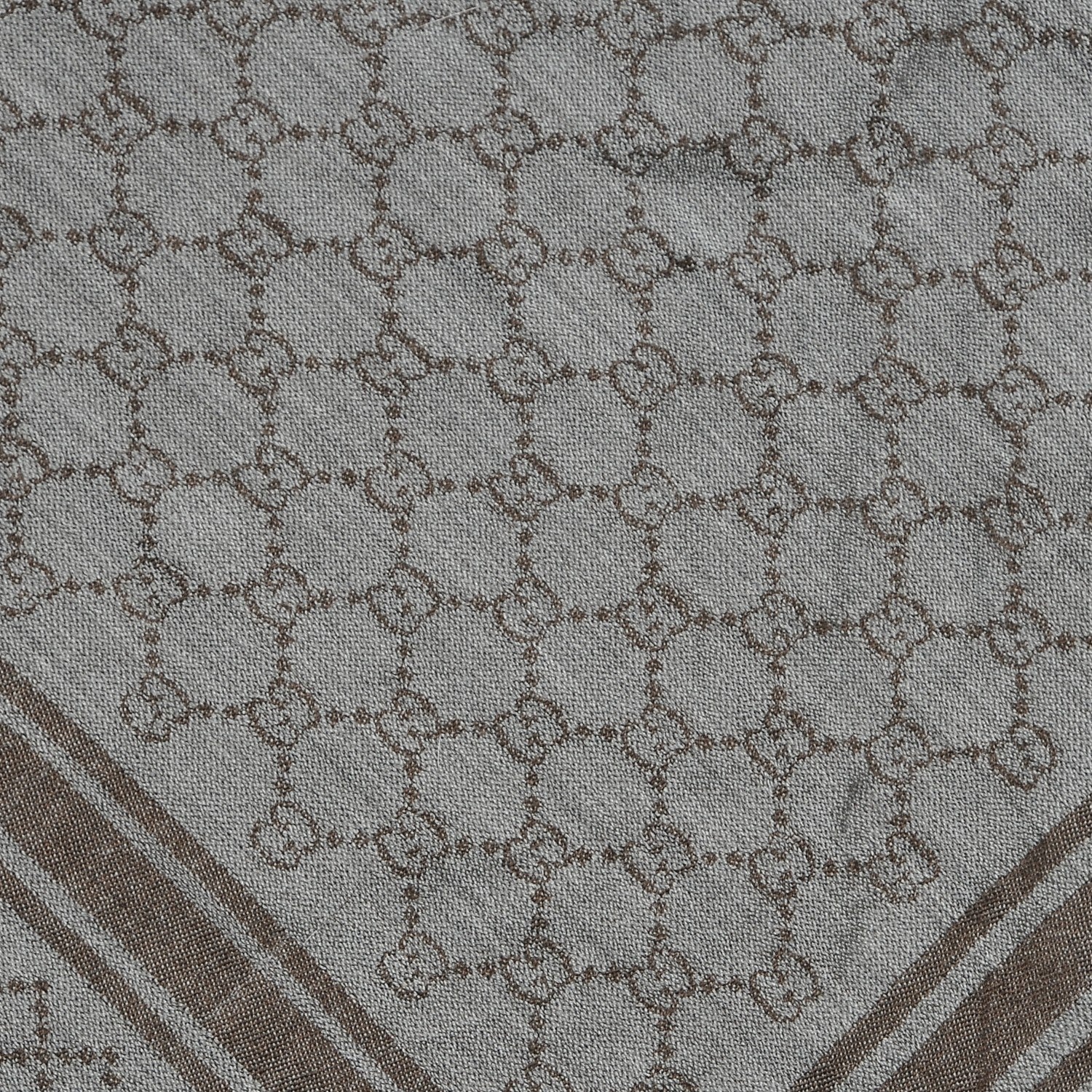 Gucci Wool Silk Fox Fur Monogram Shawl Scarf Brown 3 of 6