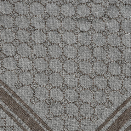 Gucci Wool Silk Fox Fur Monogram Shawl Scarf Brown 3 of 6