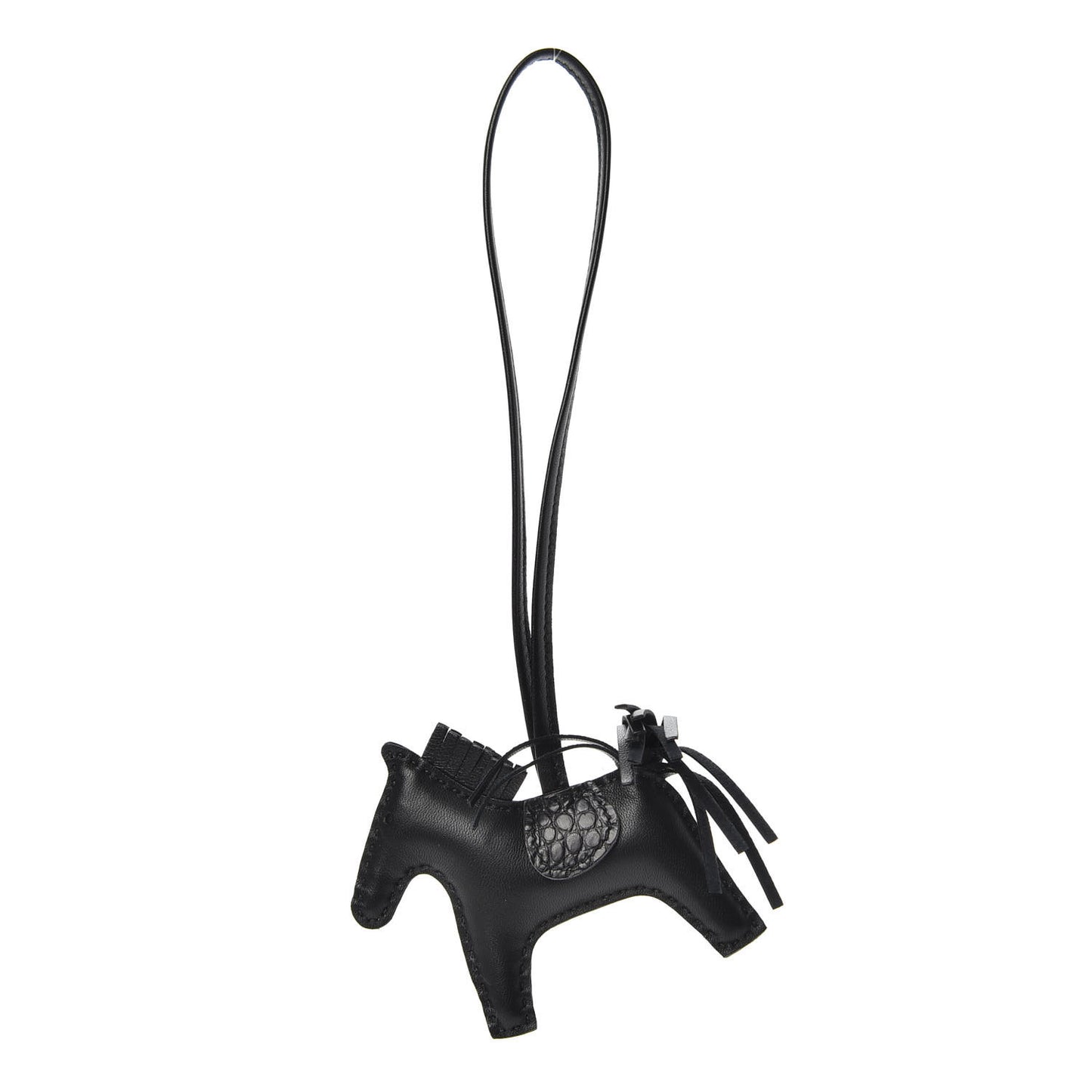 Milo Lambskin Matte Alligator Touch Grigri Rodeo Horse Bag Charm PM So Black