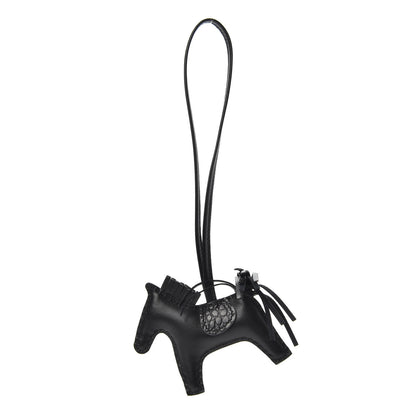 Hermes Milo Lambskin Matte Alligator Touch Grigri Rodeo Horse Bag Charm PM So Black 1 of 3