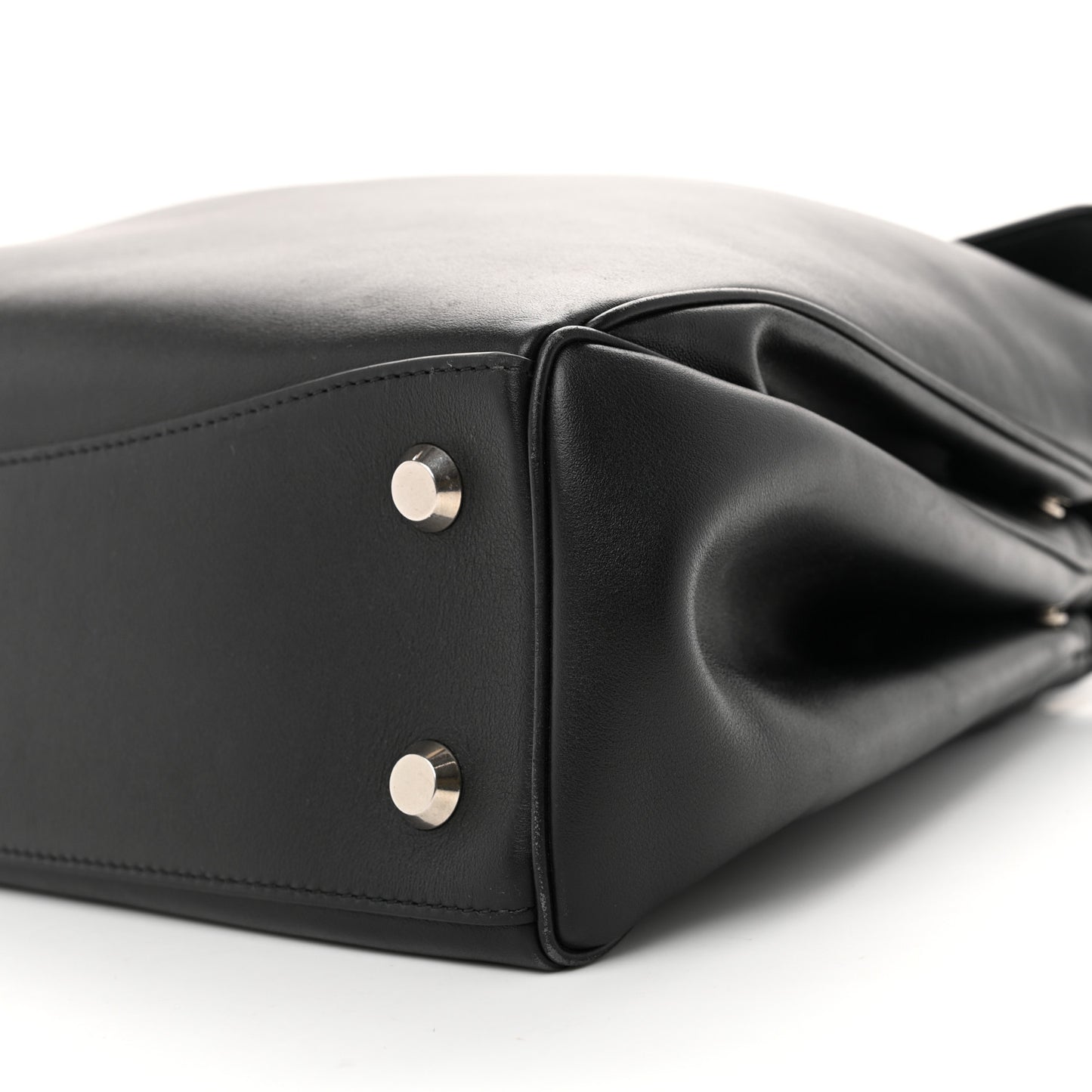 Natural Smooth Calfskin Medium Rodeo Top Handle Handbag Black Black
