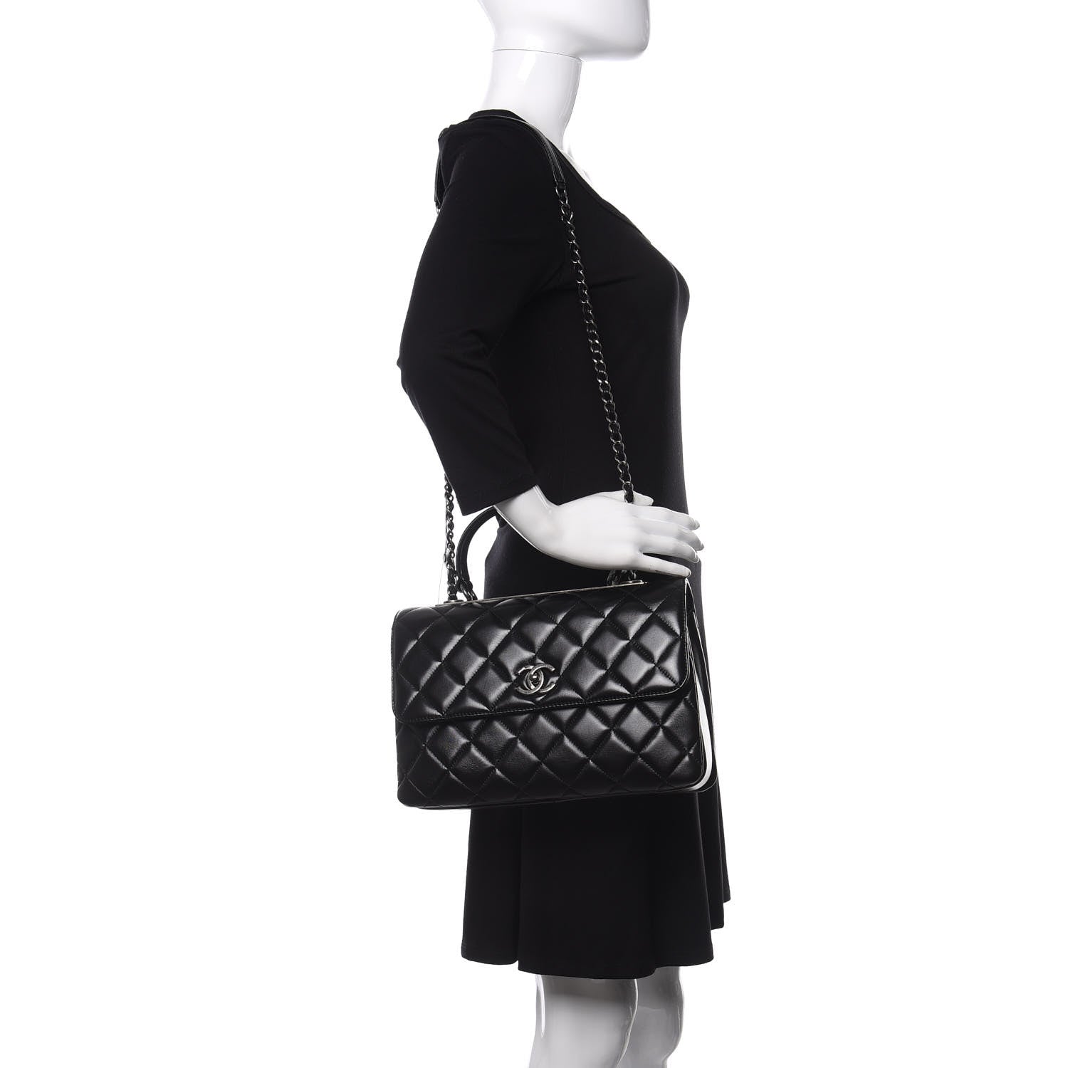 Chanel Lambskin Quilted Medium Trendy CC Flap Dual Handle Bag Black 2 of 11