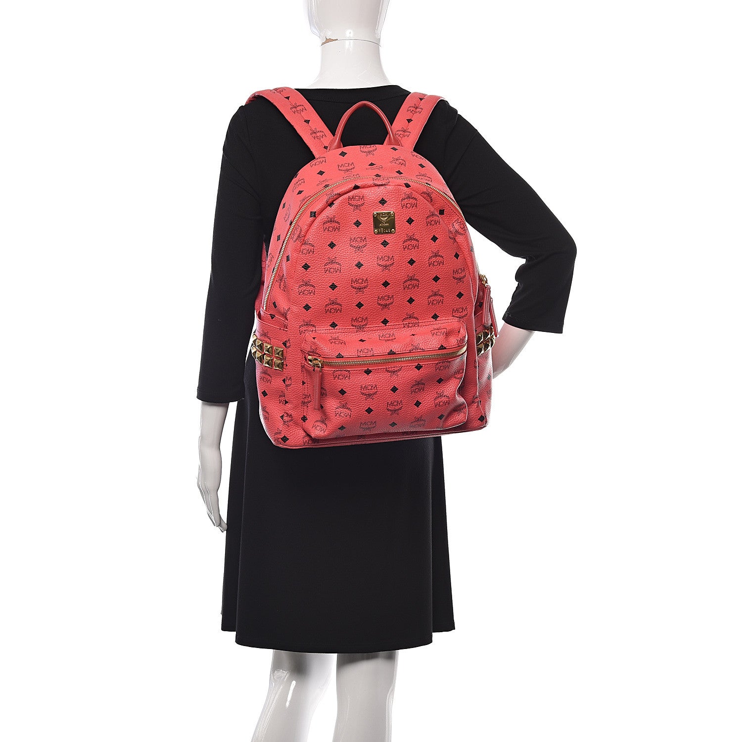 MCM Visetos Medium Side Stud Stark Backpack Coral 2 of 20