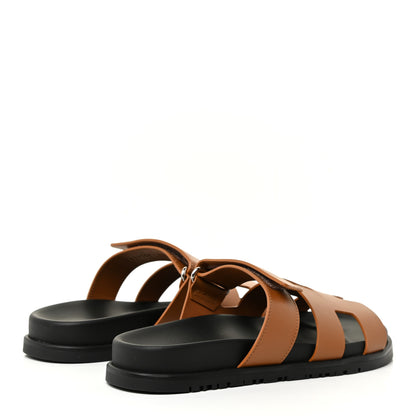 Hermes Calfskin Womens Chypre Sandals 37.5 Gold 4 of 10