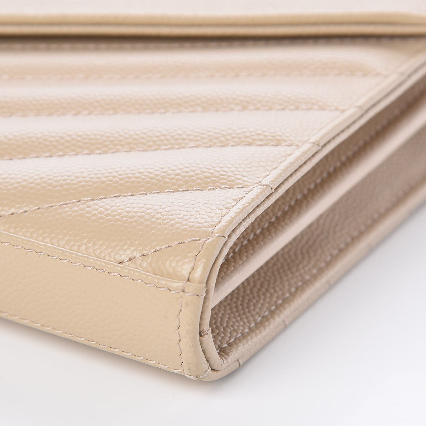 Grain De Poudre Matelasse Chevron Monogram Chain Wallet Nude Powder