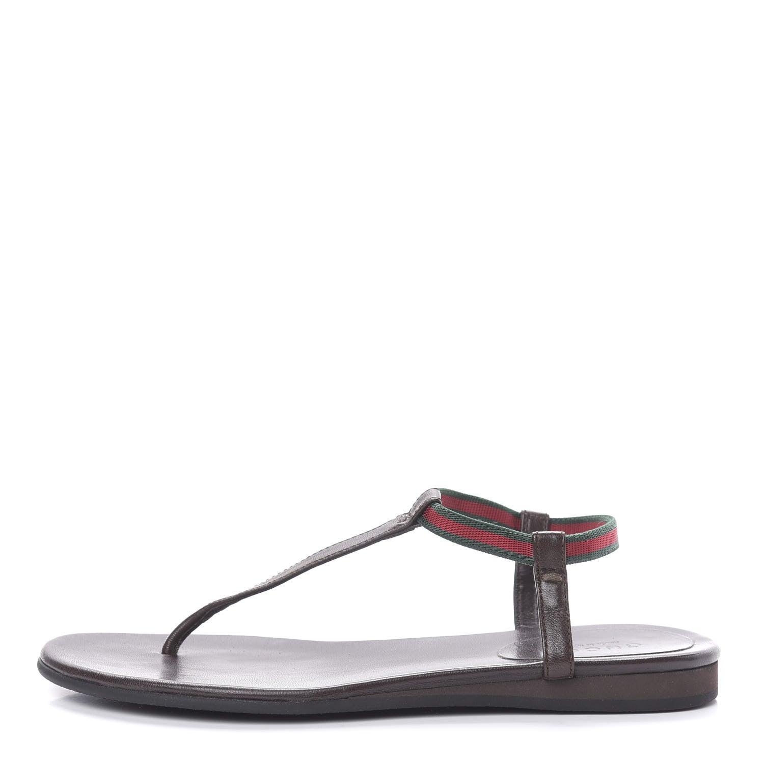 Gucci Calfskin Web Thong Sandals 35.5 Brown 1 of 7