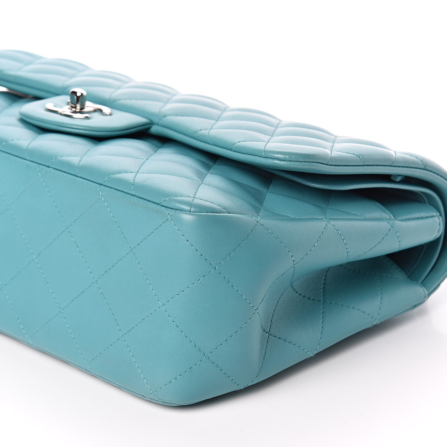 Chanel Lambskin Quilted Jumbo Double Flap Turquoise 9 of 16