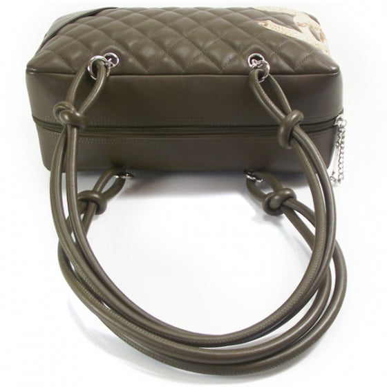 Calfskin Python Quilted Large Cambon Bowler Khaki