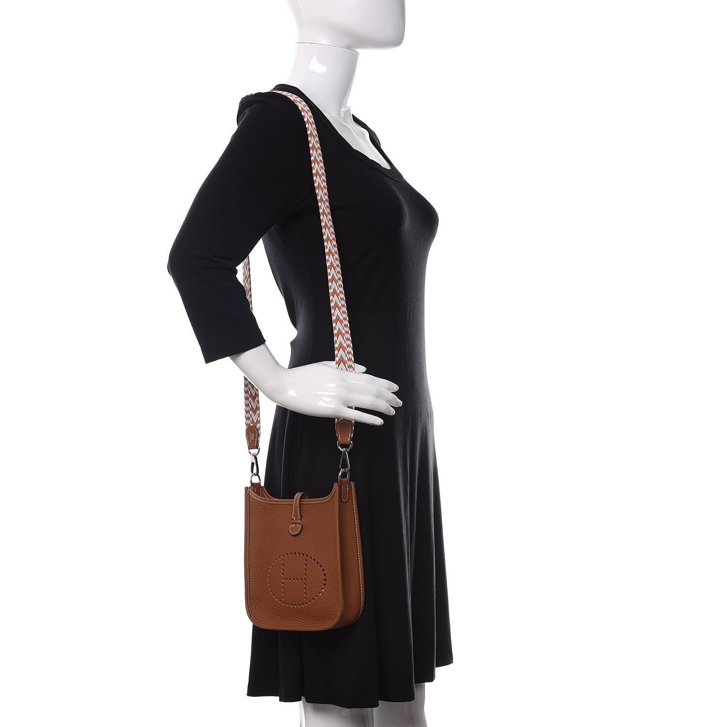 Hermes Taurillon Clemence Allegro Evelyne TPM Gold Cornaline White 2 of 11