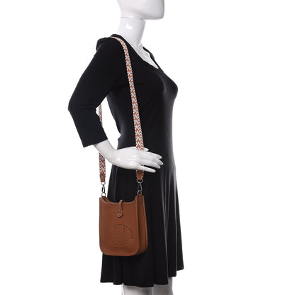 Hermes Taurillon Clemence Allegro Evelyne TPM Gold Cornaline White 2 of 11