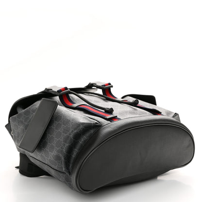 Gucci Soft GG Supreme Monogram Calfskin Web Double Buckle Backpack Black 4 of 10