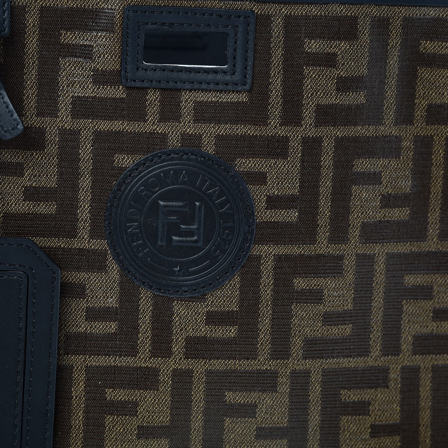 Glazed Fabric Vitello Century FF 1974 Stamp Patch Mini Peekaboo Defender Cover Mogano Panna Black