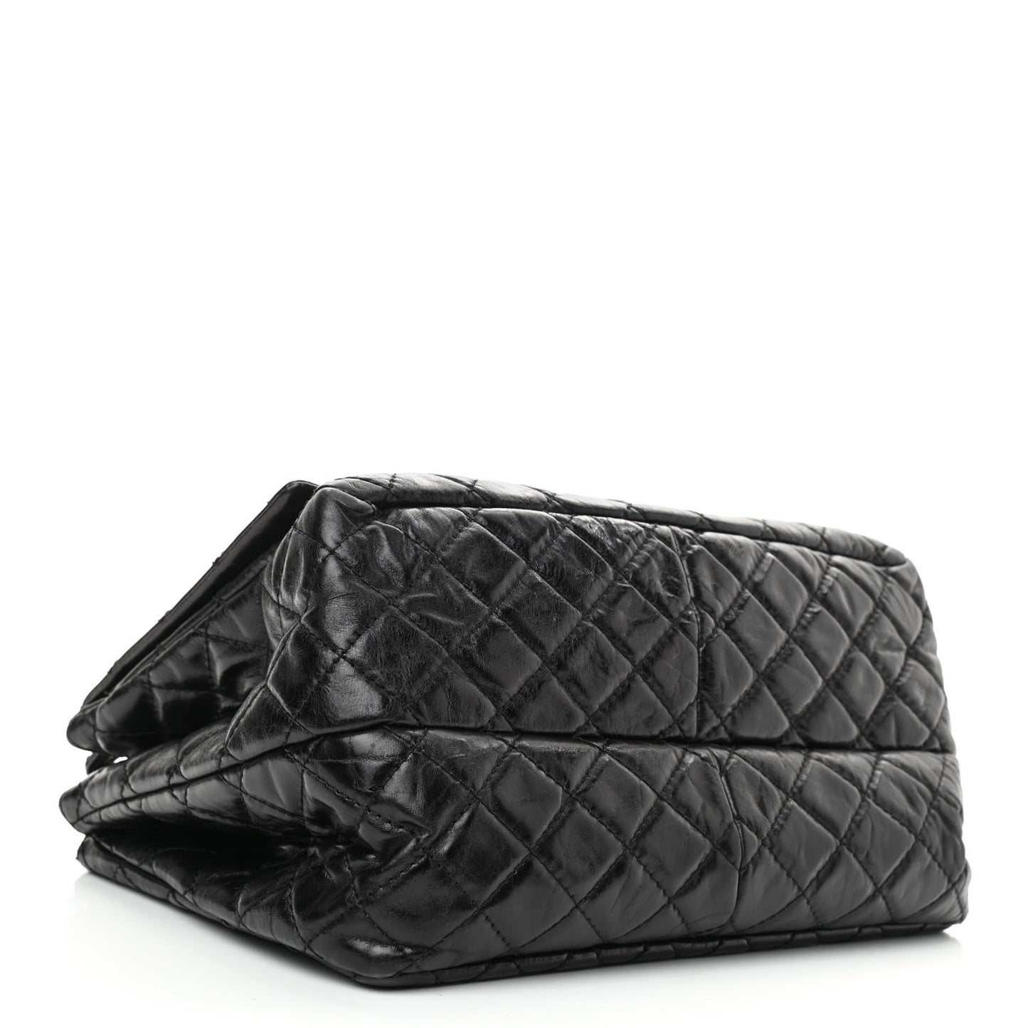 Metallic Aged Calfskin Quilted Reissue 2.55 Accordion Flap Black