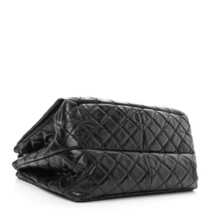 Chanel Metallic Aged Calfskin Quilted Reissue 2.55 Accordion Flap Black 4 of 10