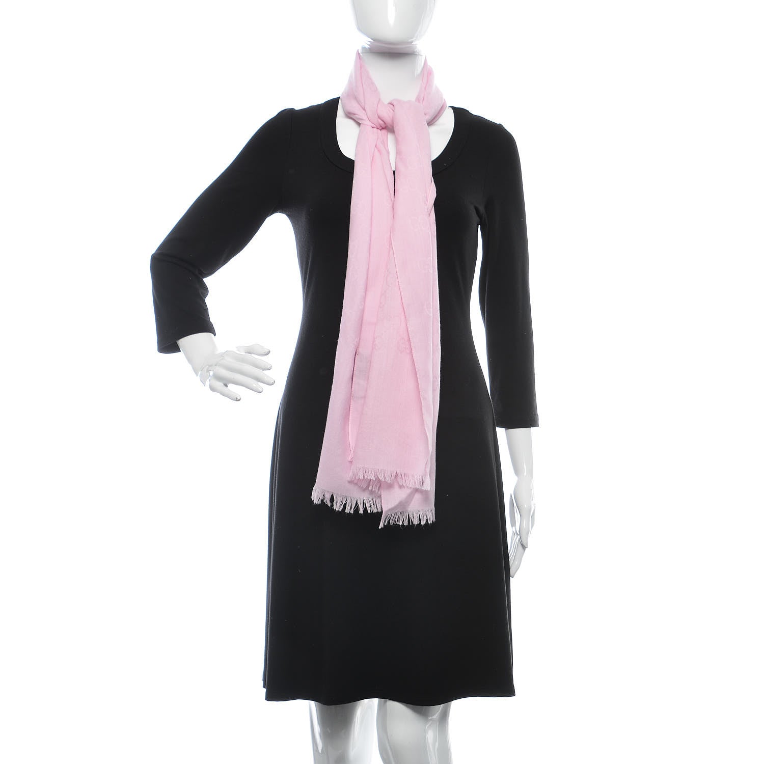 Gucci Wool Silk GG Monogram GGNat Scarf Rose 2 of 5
