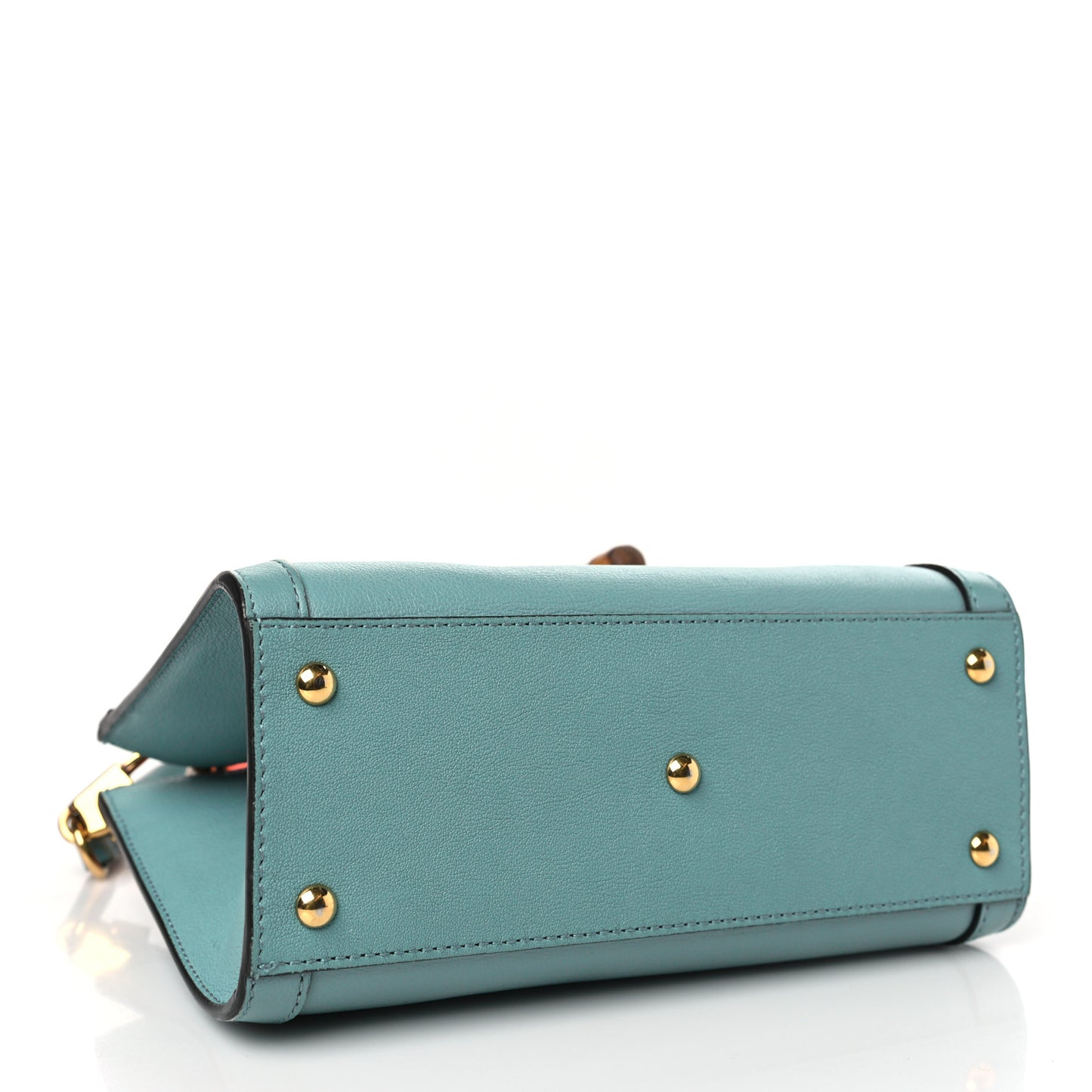 Wonka Grain Calfskin Mini Diana Tote Bag Dusty Azure Orange Fluo