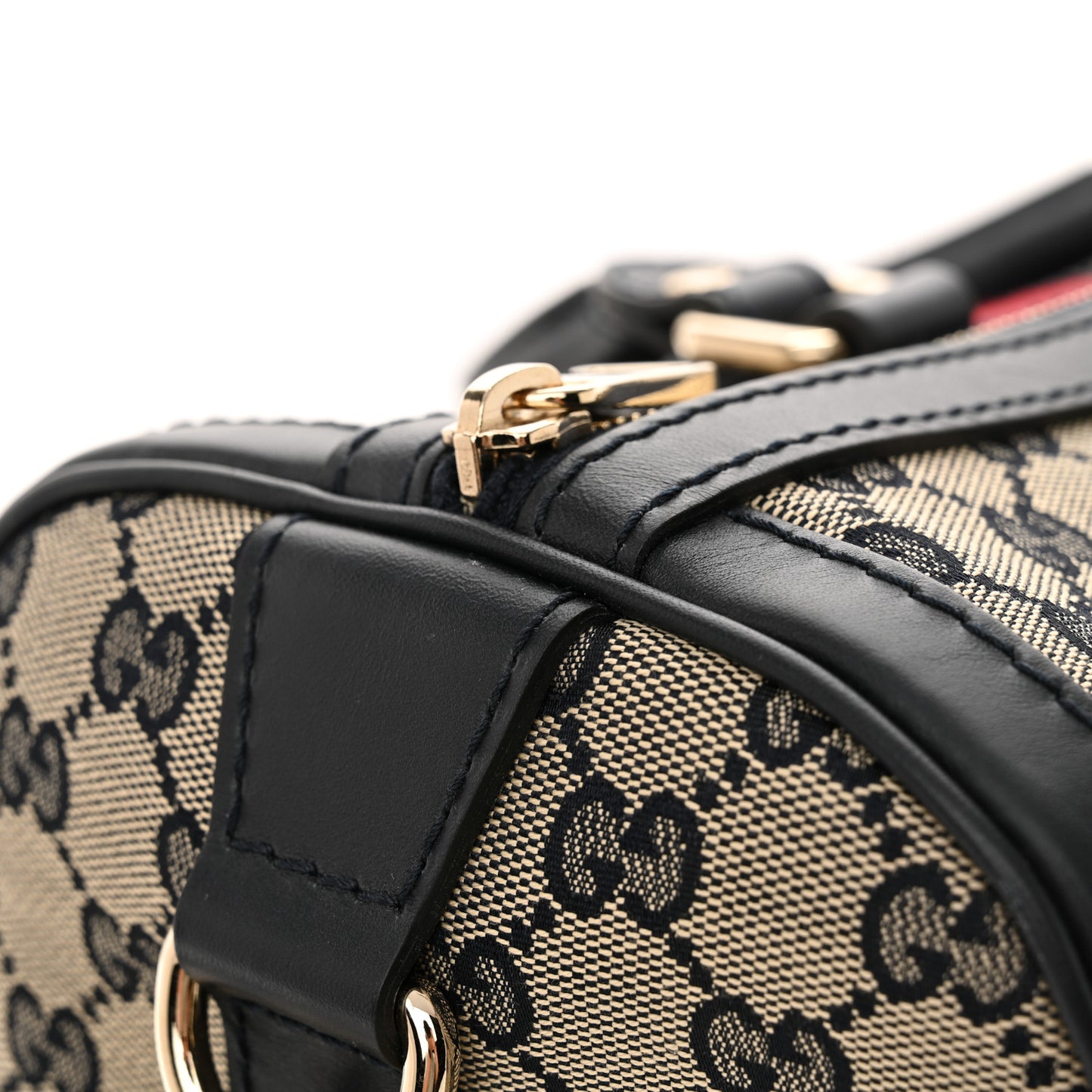 Monogram Selleria Calfskin Vintage Web Medium Boston Beige Blue