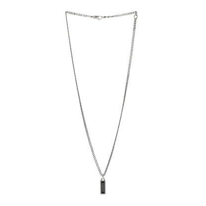 Gucci Sterling Silver Enamel Tag Pendant Necklace Black 2 of 3