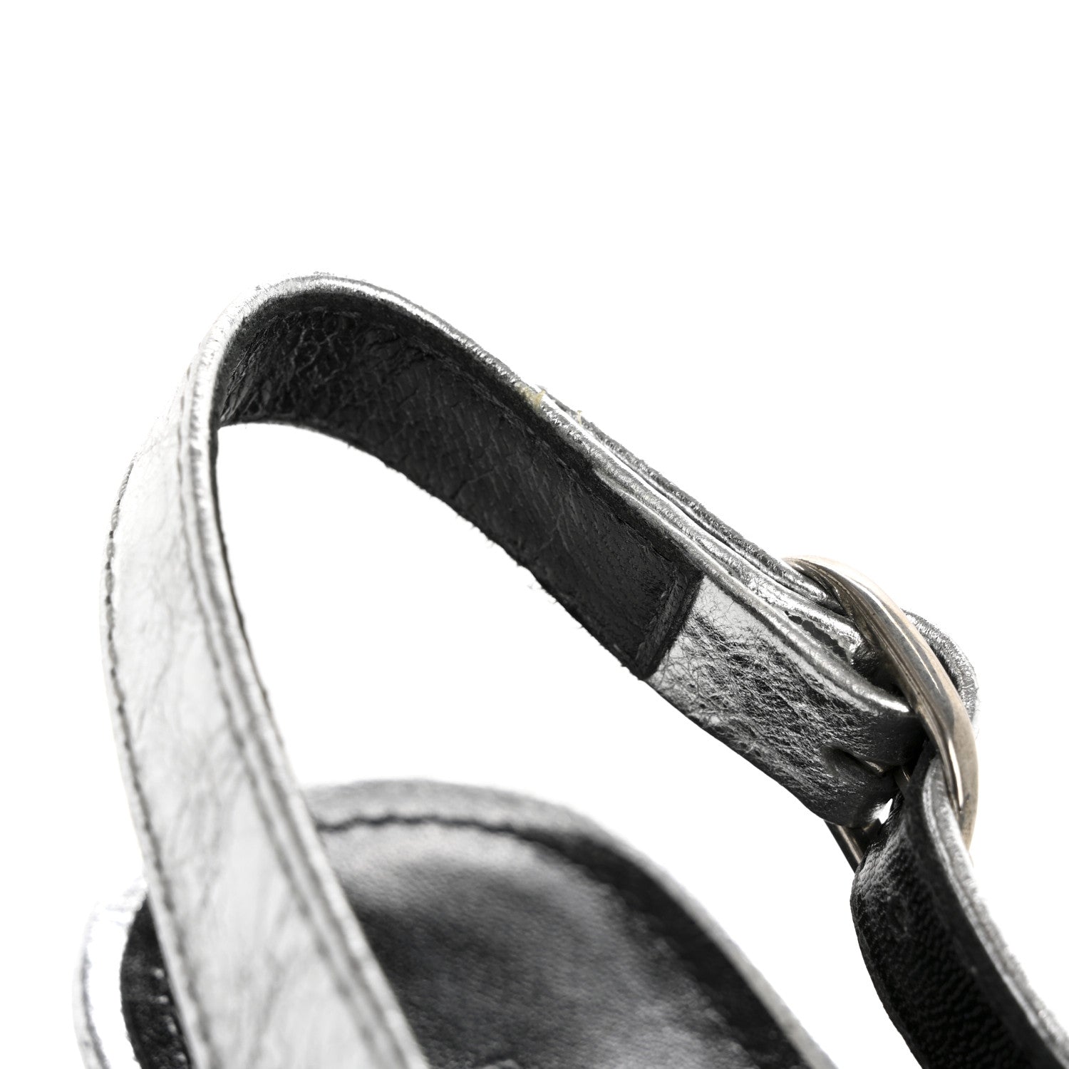 Balenciaga Agneau Metallic Arena Cagole 70mm Slingback Pumps 38 Silver 11 of 13