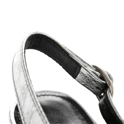 Balenciaga Agneau Metallic Arena Cagole 70mm Slingback Pumps 38 Silver 11 of 13