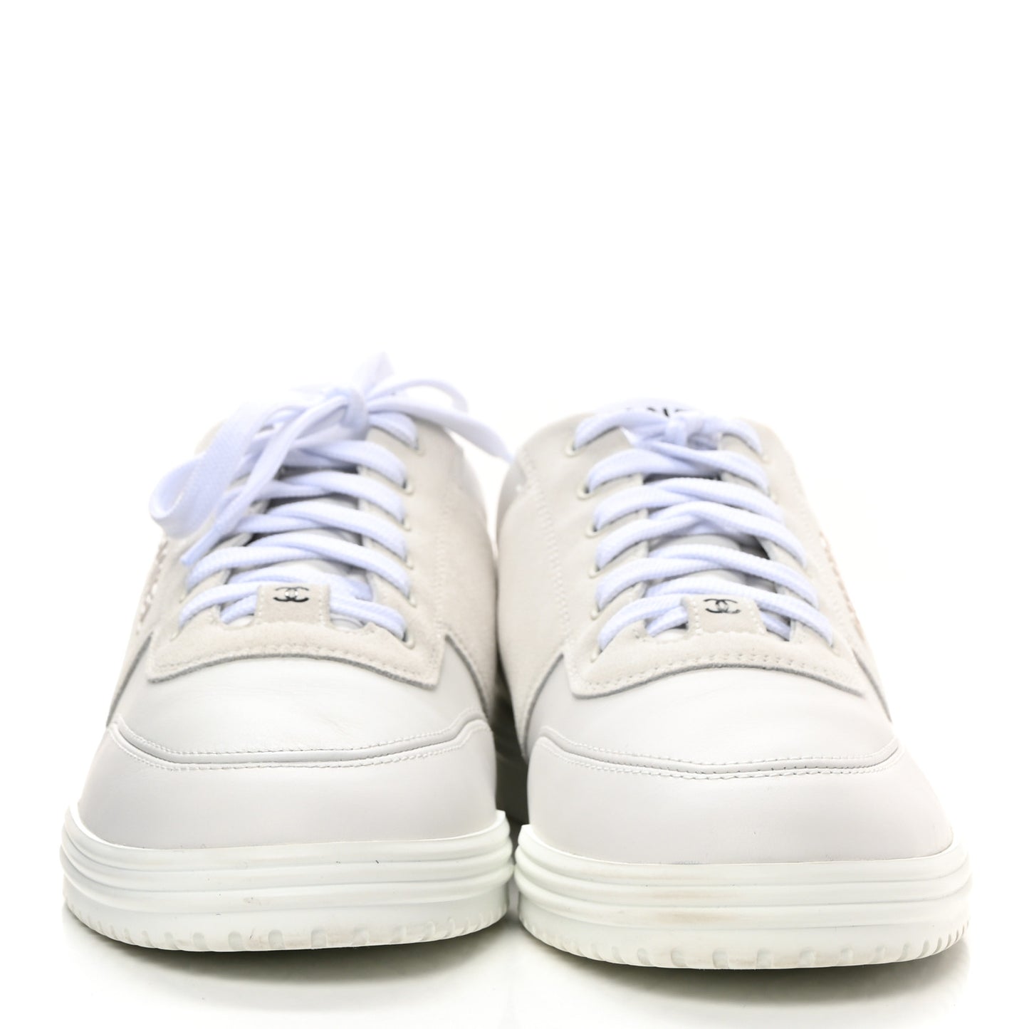 Calfskin Suede Coco Mark Logo Womens Sneakers 39 White