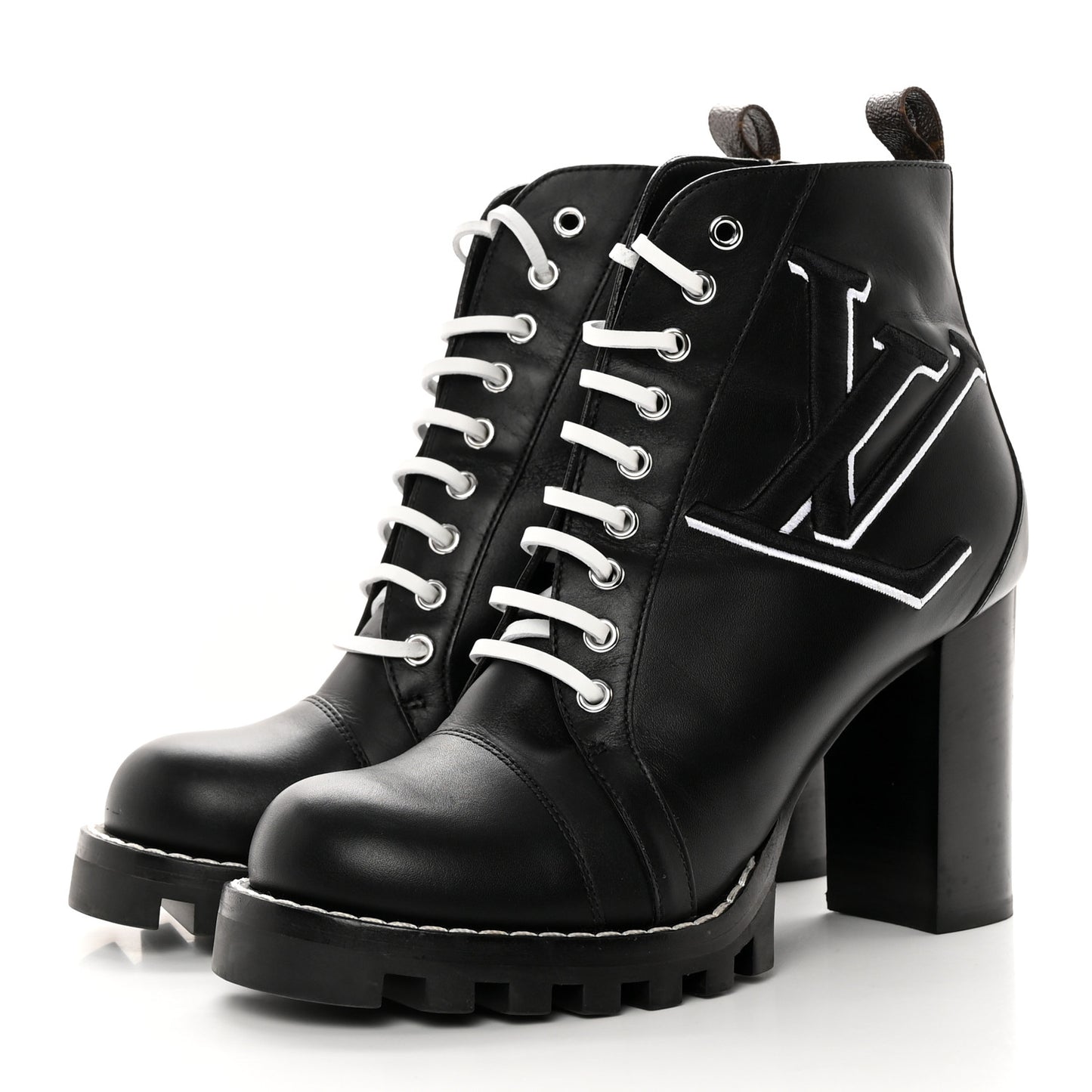 LOUIS VUITTON Calfskin Monogram Star Trail Ankle Boots 40.5 Black