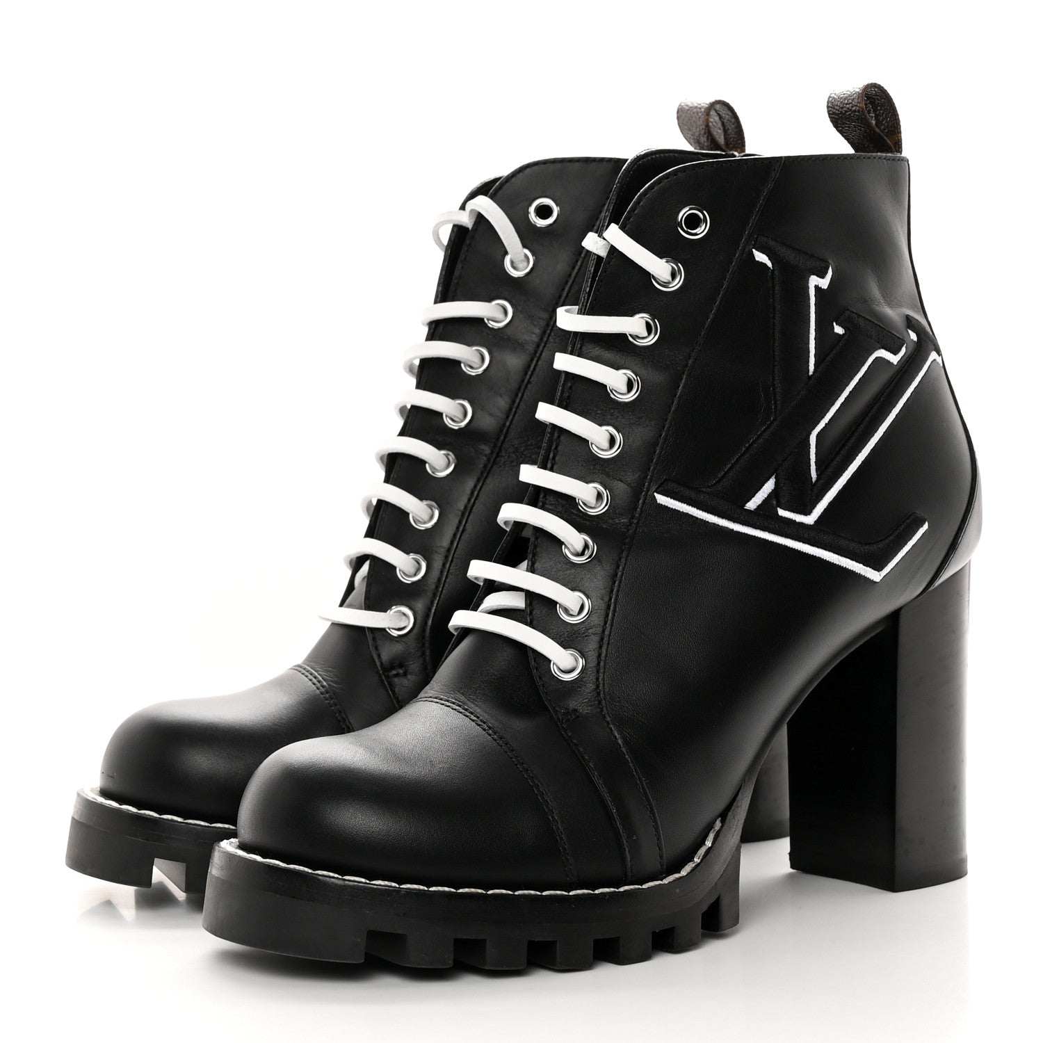 Louis Vuitton LOUIS VUITTON Calfskin Monogram Star Trail Ankle Boots 40.5 Black 3 of 14