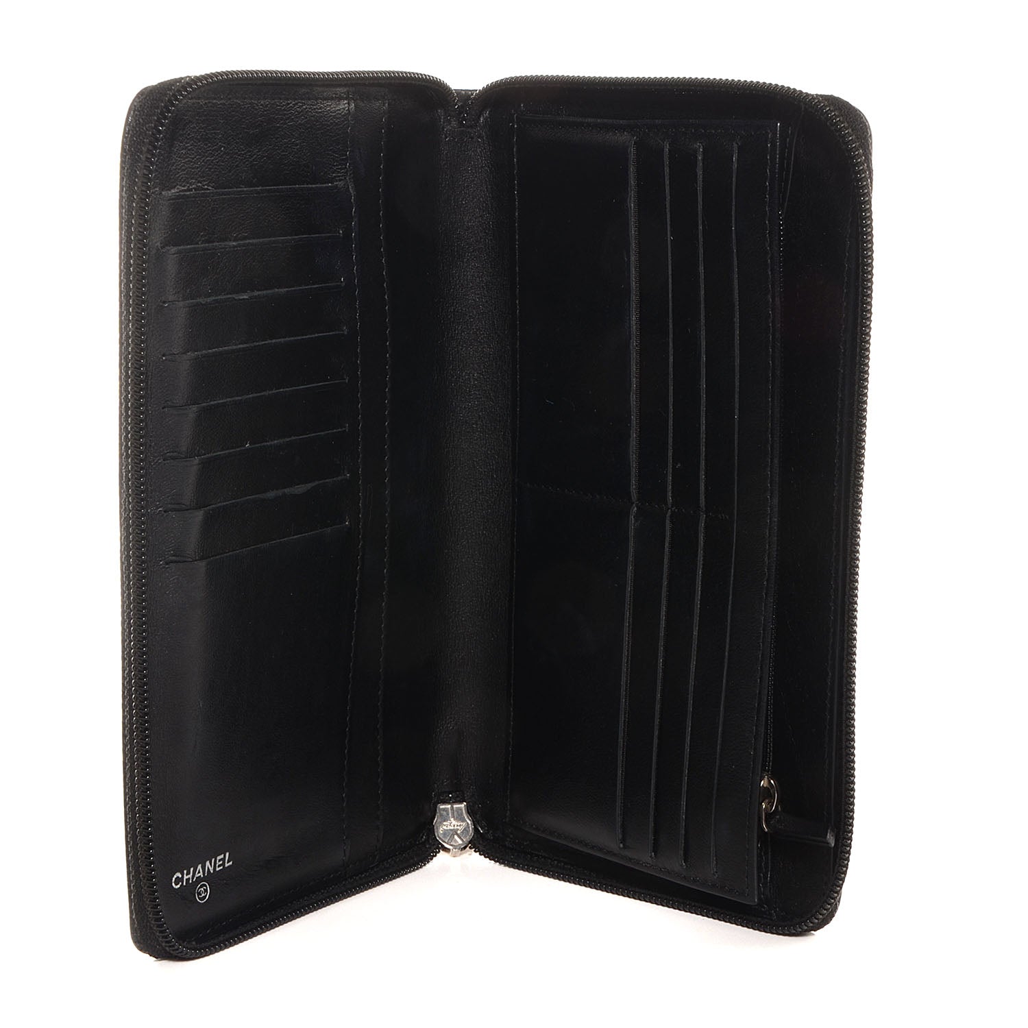 Chanel Caviar CC Timeless Large Zip Around Wallet Black 6 of 9