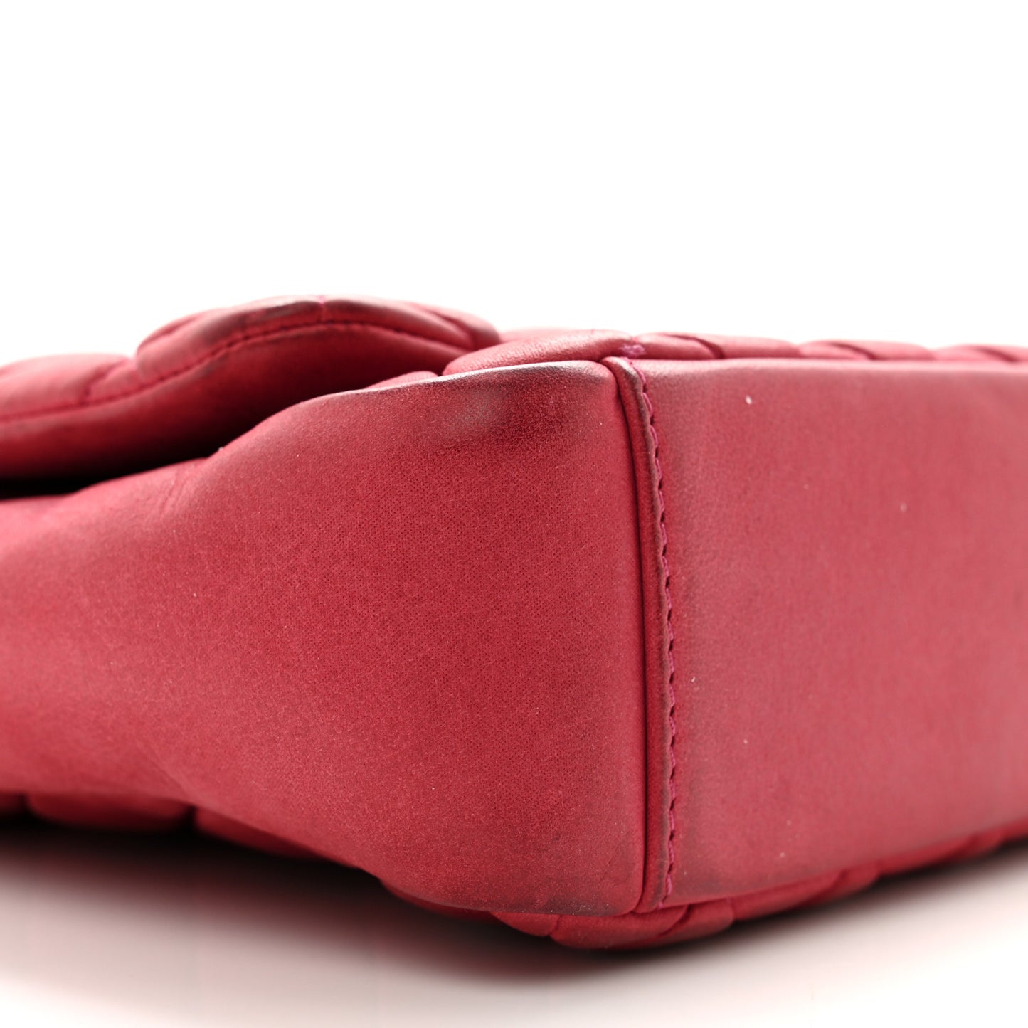 Iridescent Calfskin Small New Bubble Quilt Flap Fuchsia
