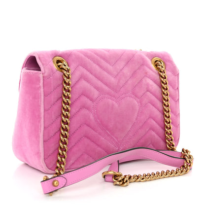 Gucci Velvet Matelasse Marquise Crystals Embroidered Small GG Marmont Shoulder Bag Malva 3 of 10