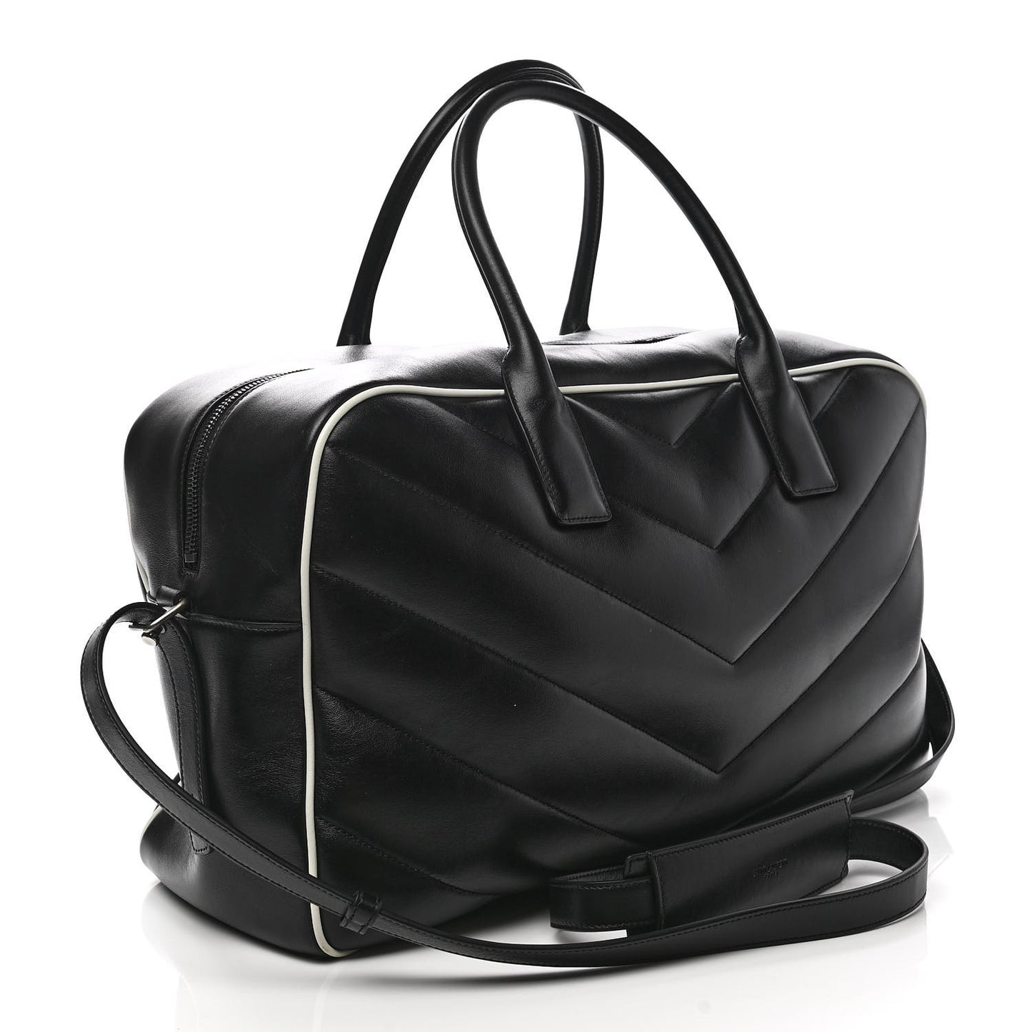Calfskin Medium Miles Logo Bowler Duffel Bag Black
