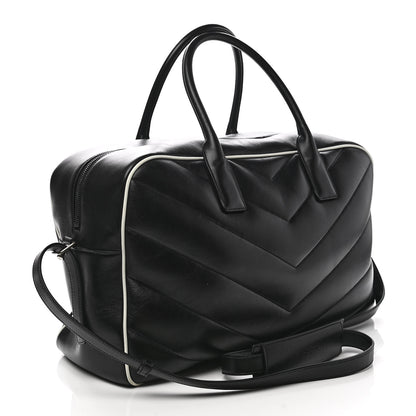 Saint Laurent Calfskin Medium Miles Logo Bowler Duffel Bag Black 3 of 10