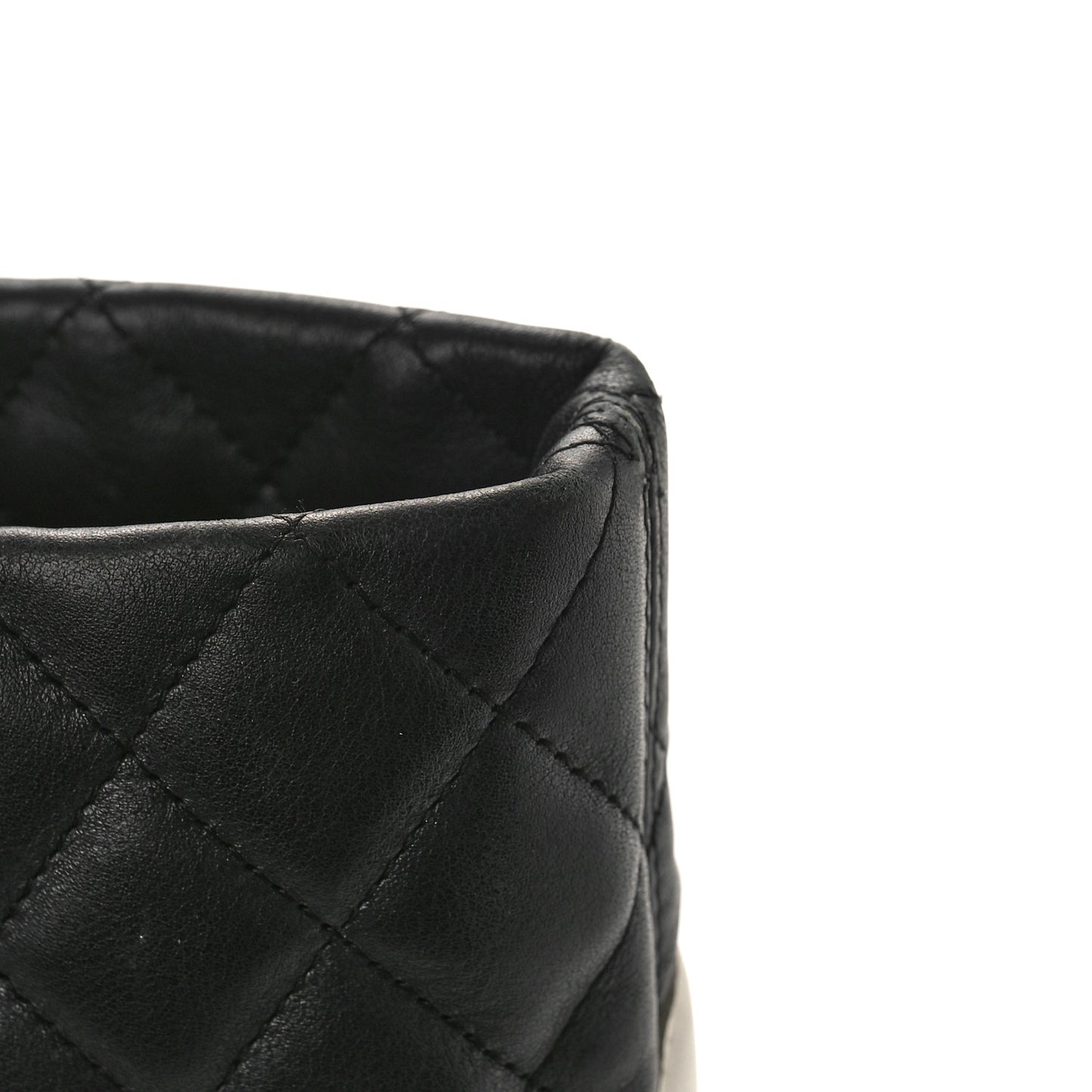 Calfskin Quilted Large Cambon Tote Black White