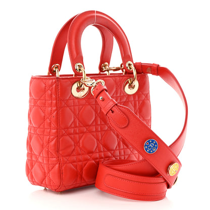 Christian Dior Lambskin Cannage Small Lucky Badges My Lady Dior Red 3 of 14