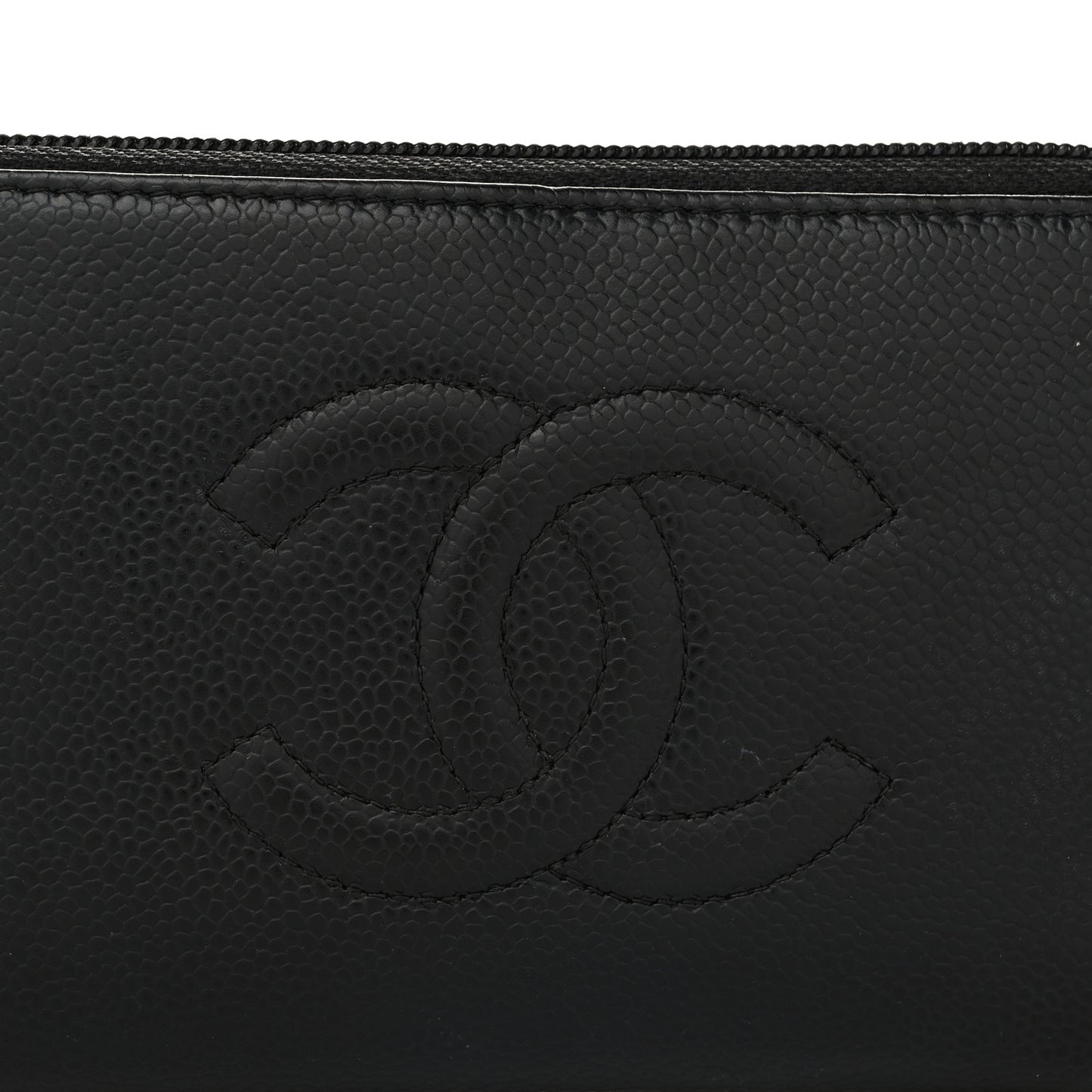 Caviar Large Timeless CC Zip Around Wallet Black