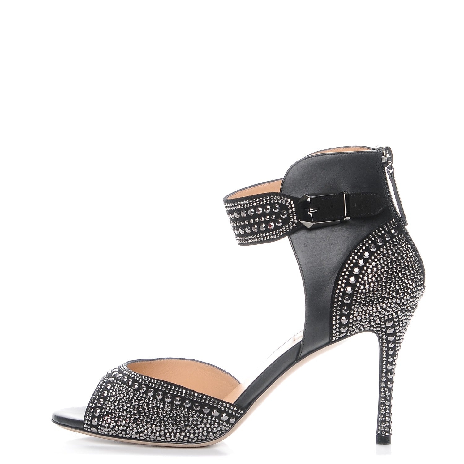 Valentino Garavani Calfskin Studded Ankle Strap Pumps 39.5 Black 1 of 14