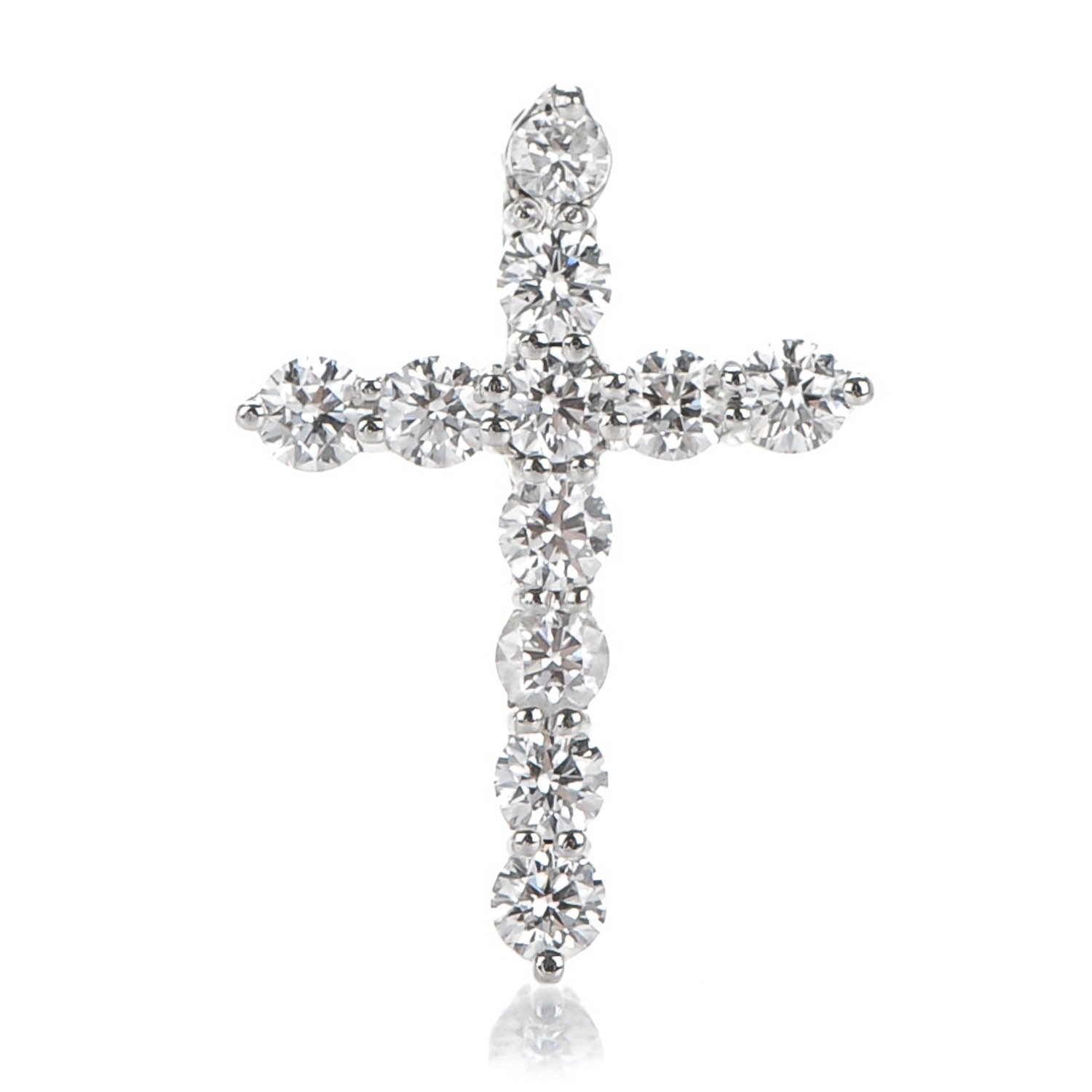 Tiffany Platinum Diamond Small Cross Pendant 1 of 3