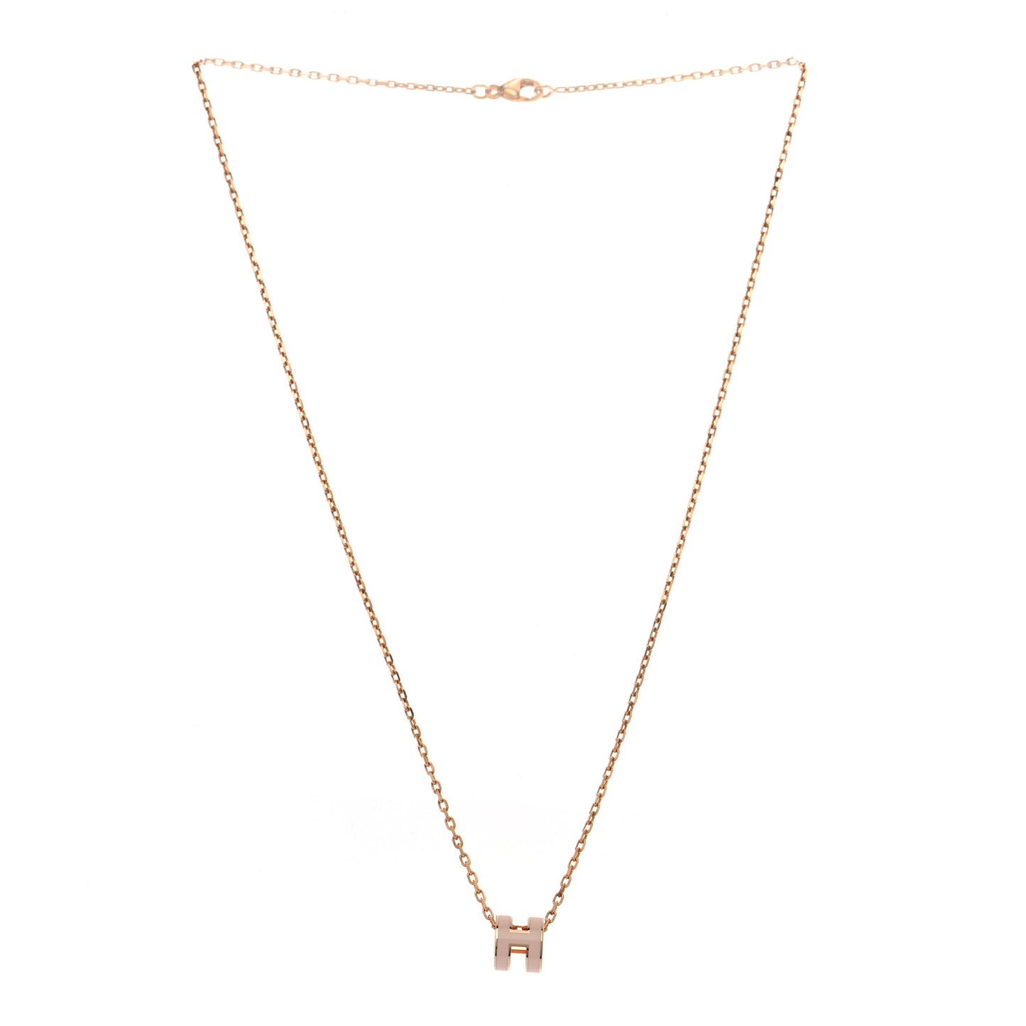 Lacquered Rose Gold Mini Pop H Pendant Necklace Rose Dragee