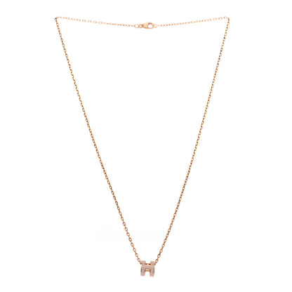 Hermes Lacquered Rose Gold Mini Pop H Pendant Necklace Rose Dragee 3 of 7
