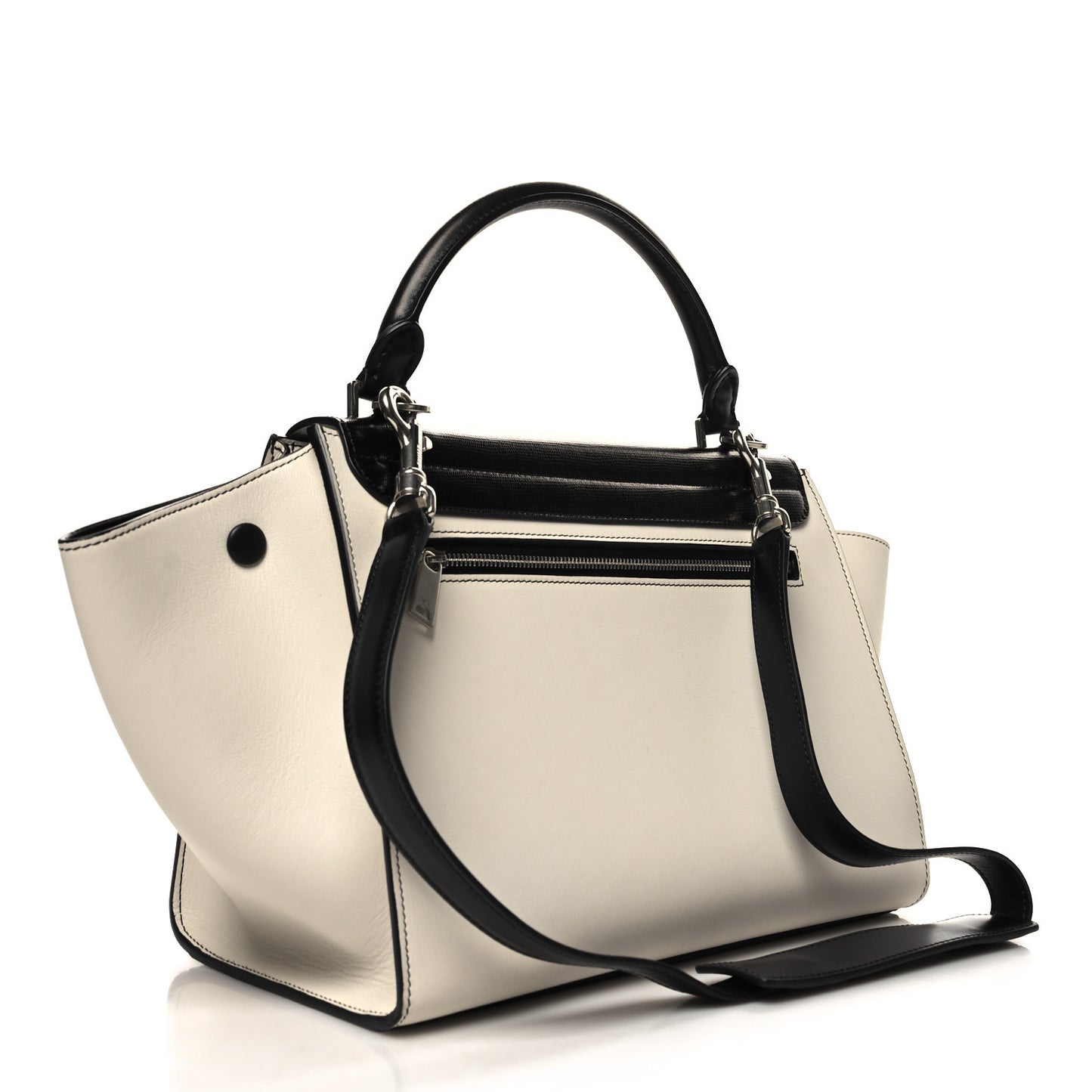 Calfskin Lizard Embossed Small Trapeze Off-White Black