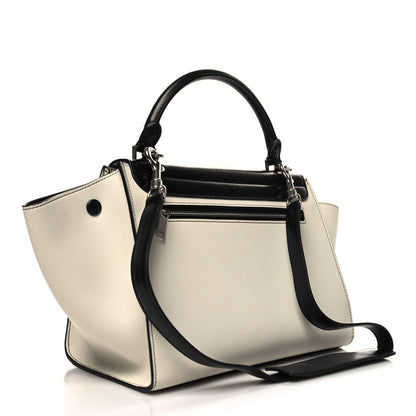 Celine Calfskin Lizard Embossed Small Trapeze Off-White Black 3 of 11