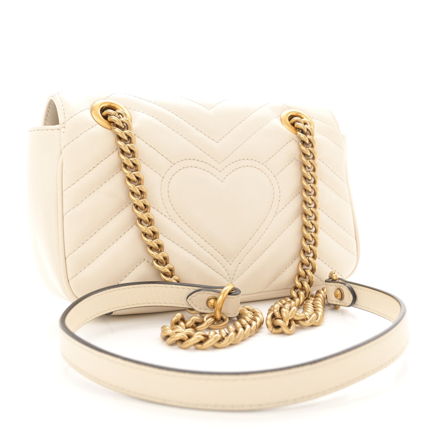 Calfskin Matelasse Mini GG Marmont Shoulder Bag White