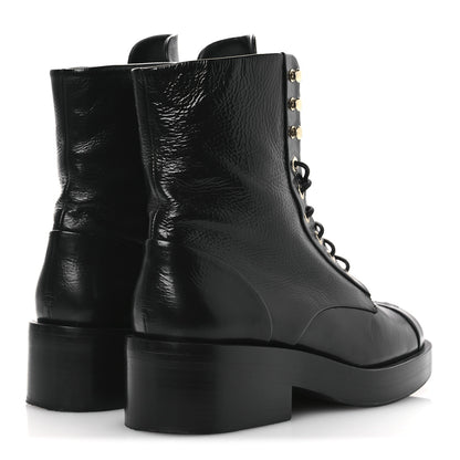 Chanel Shiny Goatskin Cap Toe Combat Boots 39.5 Black 5 of 11
