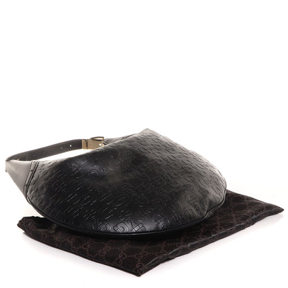 Gucci Leather Horsebit Embossed Glam Hobo Black 4 of 7